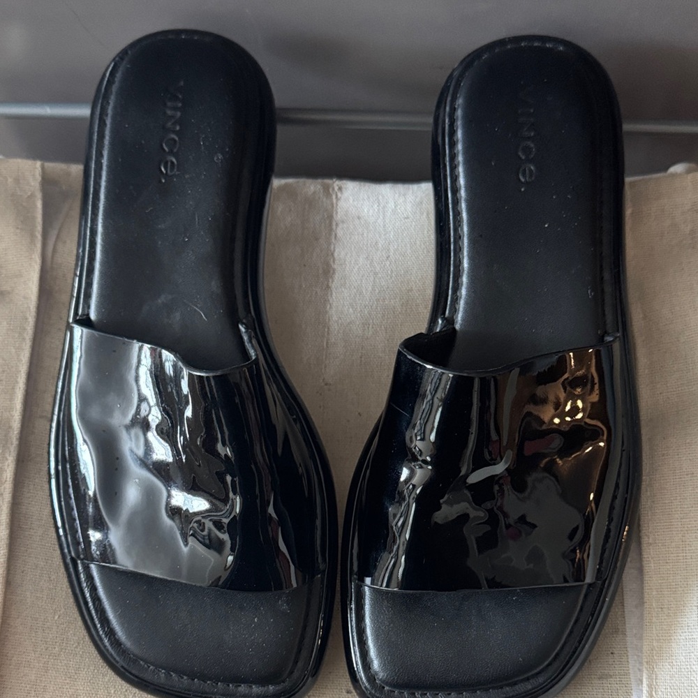 Vince Glossy Black Women's Mules
